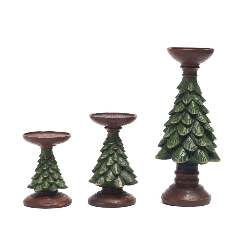 

Christmas Tree Candlestick Window Hallway Wooden Candle Desktop Decoration