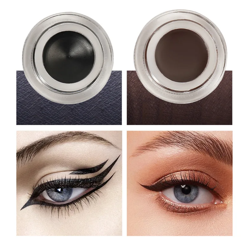 2Pcs Set Eyeliner Pen Bicolor Two Bottles Sweatproof Waterproof Not Easy Apply Suit Beginner Eyeliner Cream