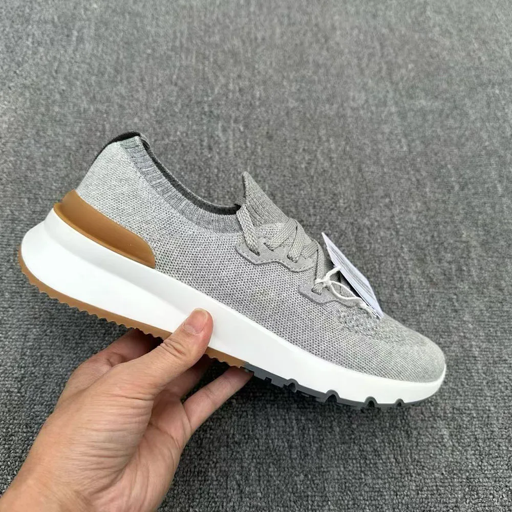 2025 Men Knit Sneakers Breathable Platform Casual Shoes Lace‑up Soft Sole Comfort Outdoor Daily Walking Footwear For Male