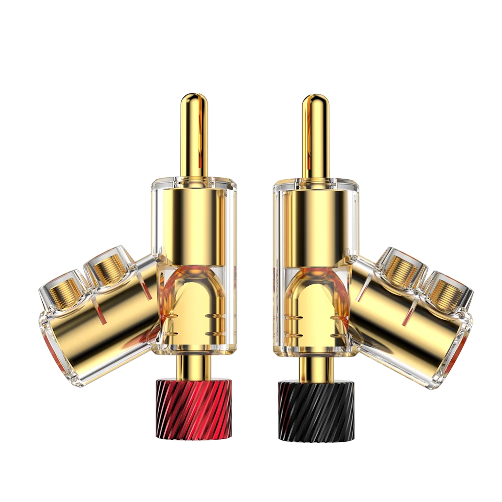 

Audiocrast M21 45 Degree Banana Connector Double Screw Speaker Plug Rhodium Gold Plated Lockable High Fidelity Audio Cable Plug