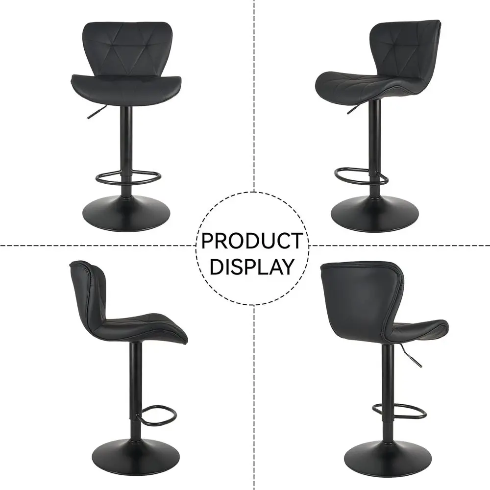 ern Bar Stools Set o 2, Adjustable aux Leather Upholstered Swivel Bar Stools, Counter Height Bar Chairs with Back or Kitchen Isl view 5