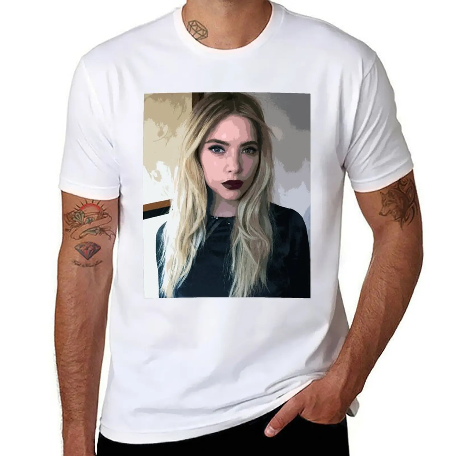 Футболка Ashley Benson-Benzo, мужская футболка с рисунком, черная хлопковая футболка, однотонная мужская футболка в упаковке Футболка Ashley Benson-Benzo, мужская футболка с рисунком, черная хлопковая футболка, однотонная мужская футболка в упаковке