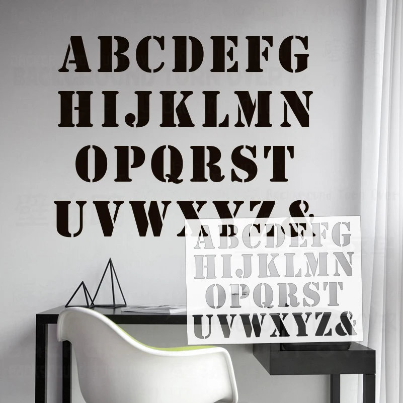 60cm - 120cm Stencil Wall For Painting Decorative Template To Paint Furniture Makers Decor Letter Name Alphabet Sign S353