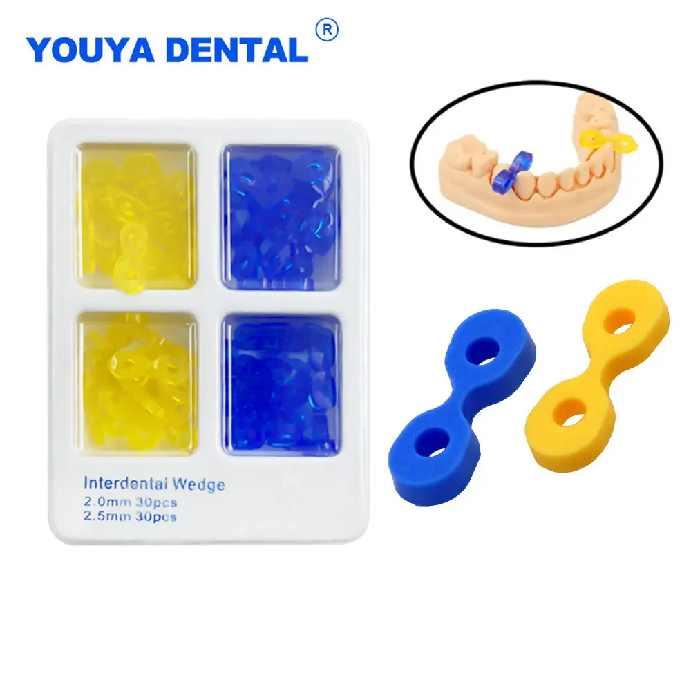 60Pcs/Box Dental Interdental Wedge Elastic Rubber Wedges Matrix Matrices Dam 2.0/2.5 MM Tooth Seperator Dentist Tools