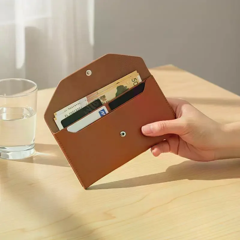 Envelope Wallet PU Leather Cash Envelope Wallet Classic Fashion Women's Wallet Ferrule Name Card Holder