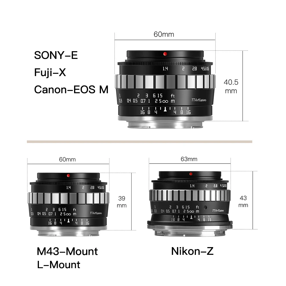 Imagem -04 - Ttartisan Manual Focus Câmera Lens Sony e Mount A6300 Fuji xa Xt3 xe Canon m6 Panasonic Olympus M43 Nikon Z30 Z50 23 mm F1.4