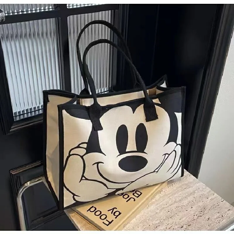 Disney Large Capacity Tote Bag Cartoon Tote Bag Six-Layer Portable Student Tote Bag Commuter Bag Gift Large Capacity Canvas Bag