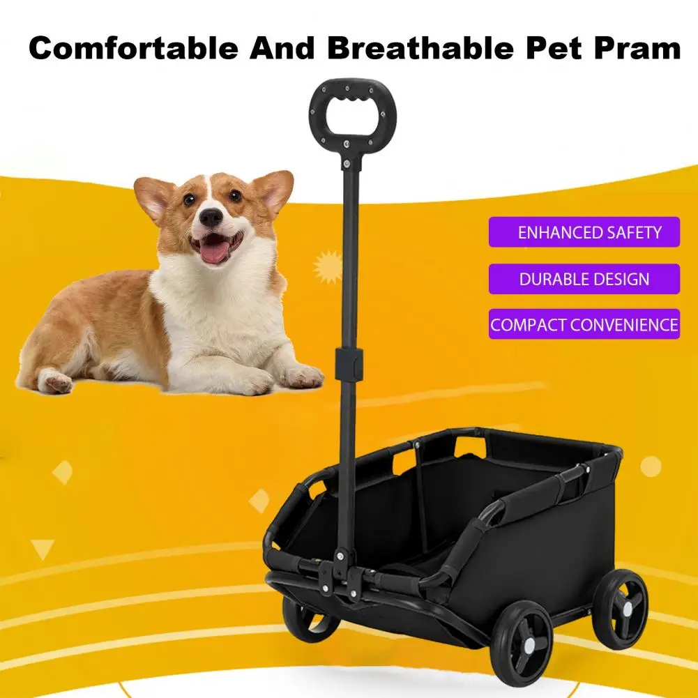 Pet Stroller Dog Cart 4 Wheels Folding Small Dogs Cats Stroller Pet Strolling Cart 360-degree Rotating Pull Rod Pet Carrier