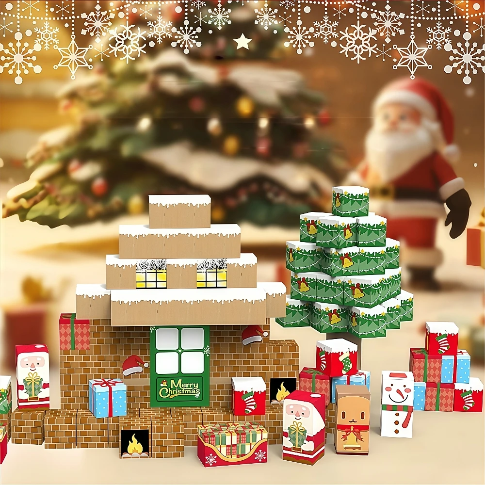 

Magnetic Christmas Santa Claus Building Blocks Set Holiday Scene Models DIY Assembly Bricks Creative STEM Toys Gift for Kids