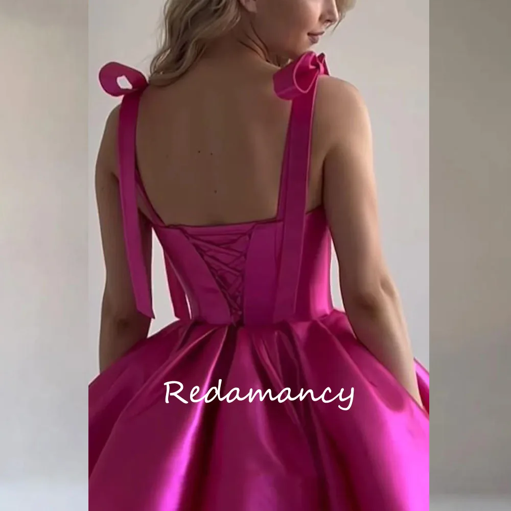 Redamancy Short Evening Dresses Prom Gowns Sweetheart Detachable Spaghetti Straps With Bow Mini Club Party Dresses 2024 A-LINE