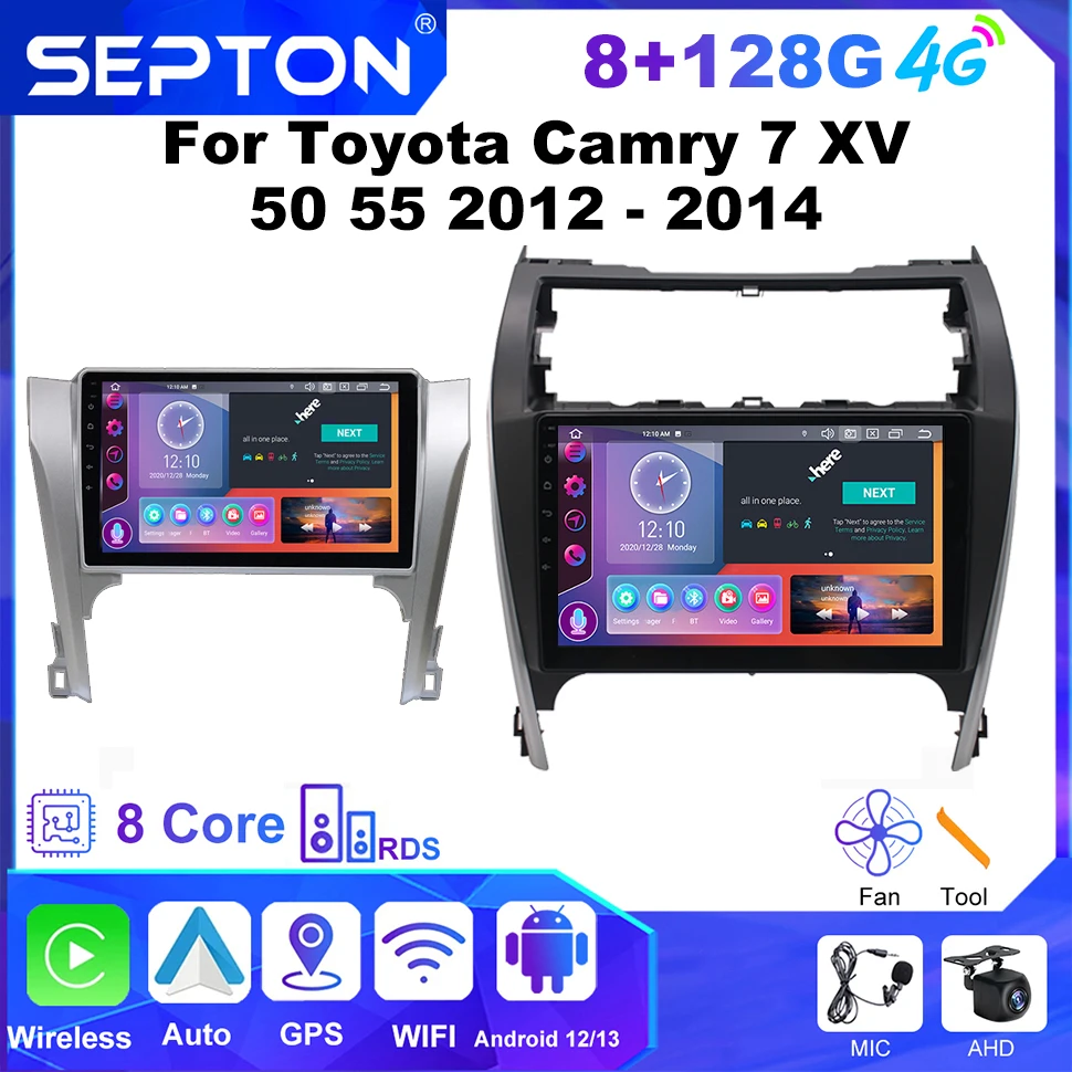 

SEPTON 2Din Android Radio For Toyota Camry 7 XV 50 55 2012 - 2014 Car Multimedia Player Carplay Auto GPS navi 2 DIN 4G 8+256G