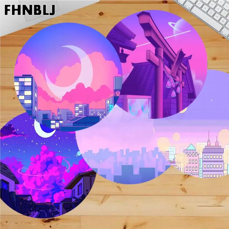 

Pink Moon Mousepad Small Round Office Student Gaming Thickened Writing Pad Non-slip Cushion Mouse Pad for PC Computer Table