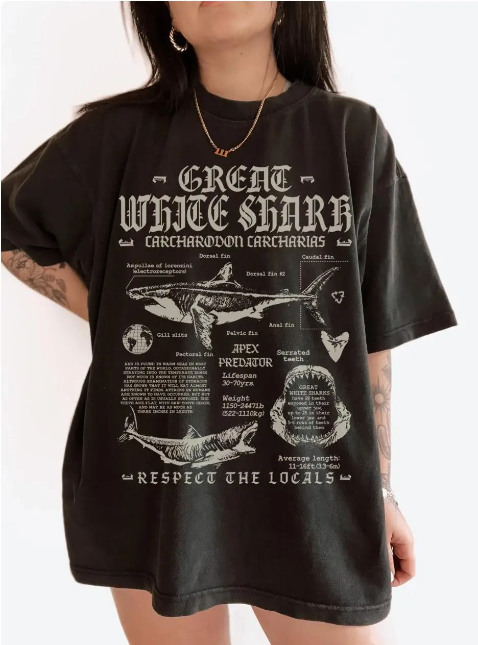 Vintage Great White Shark TShirt  Marine/Wildlife Anatomy Biology | Cute Oceancore Ocean Conservation T Shirt