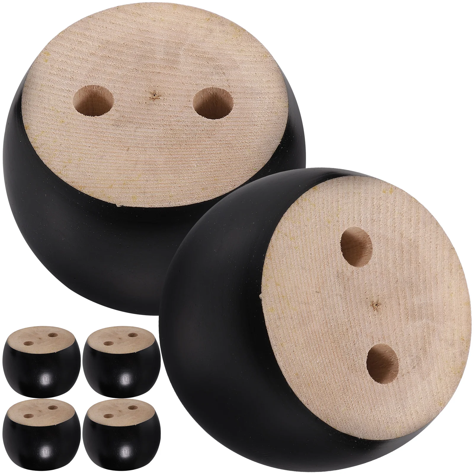 

6Pcs Solid Wood Sofa Legs Cabinet Foot 5x8 Round Bun Feet Black Replacement Furniture Accessories Couch Risers Table Legs Wood