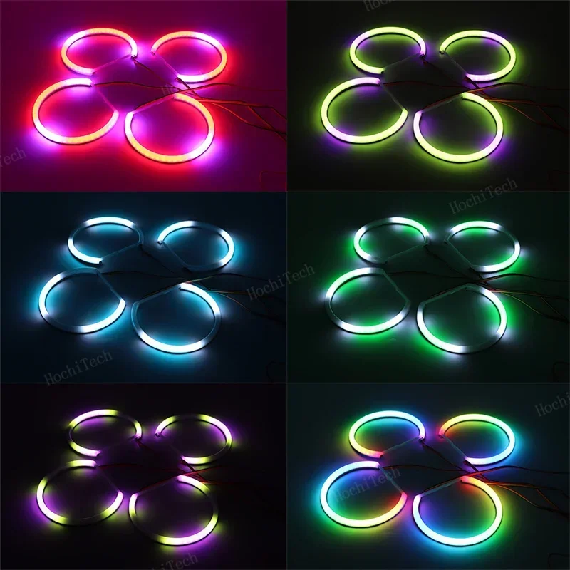 Phone Control Cotton RGBW multi-color LED Headlight Angel Eyes  Ring Lamp for BMW E46 1998-2002 Revolving Dynamic Light