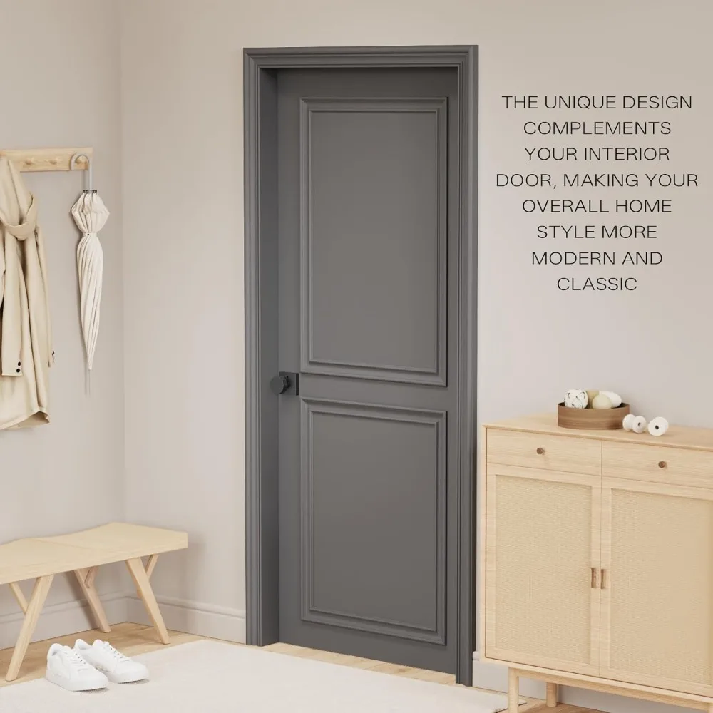 مقابض أبواب الخصوصية، أسود غير لامع، 3 قطع من أقفال الأبواب الداخلية شديدة التحمل لغرفة النوم والحمام، قاعدة مربعة، مقابض مستديرة مع بريفا