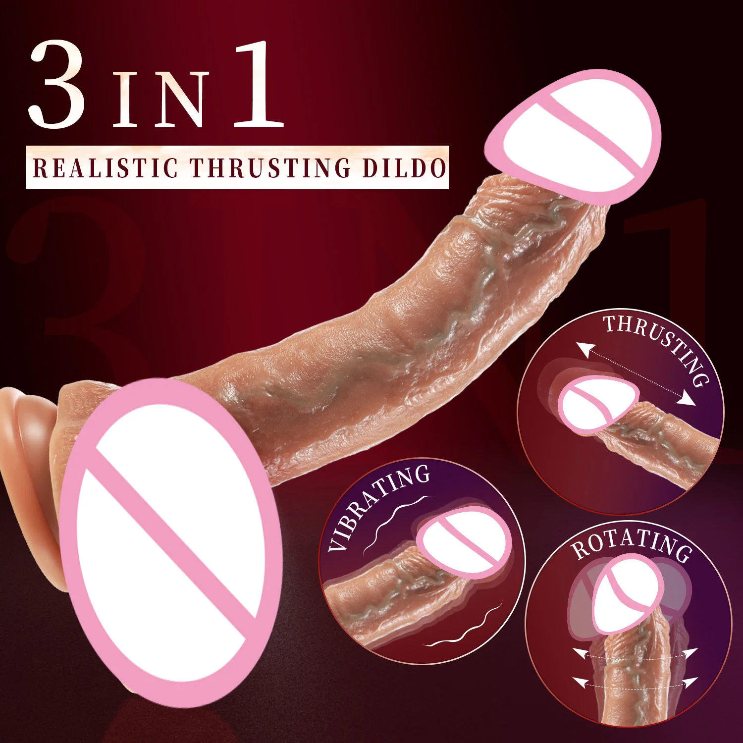 3-in-1 Vibrator Dildos Multi-Mode Retractable Vaginal Masturbation G-Spot Realistic Penis Sex Machine Female Sex Toys Anal Plugs