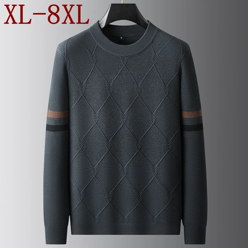 

8XL 7XL 6XL Pull Homme 2025 New Fall Winter High End Luxury Argyle Plaid Sweater Man Clothing Soft Warm Mens Thin Wool Pullovers