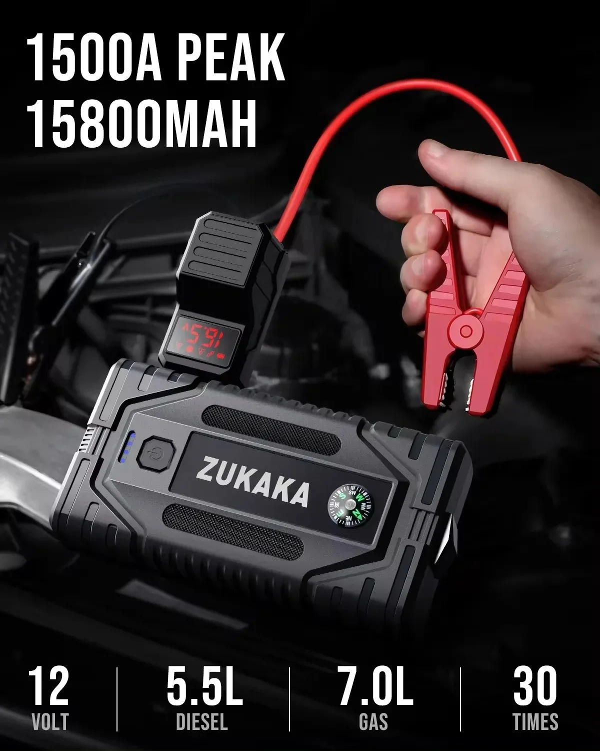 15800mAh Car Jump Starter Power Bank Portable Charger Starting Device For 5.5L Diesel mergency Car Battery Jump Starter