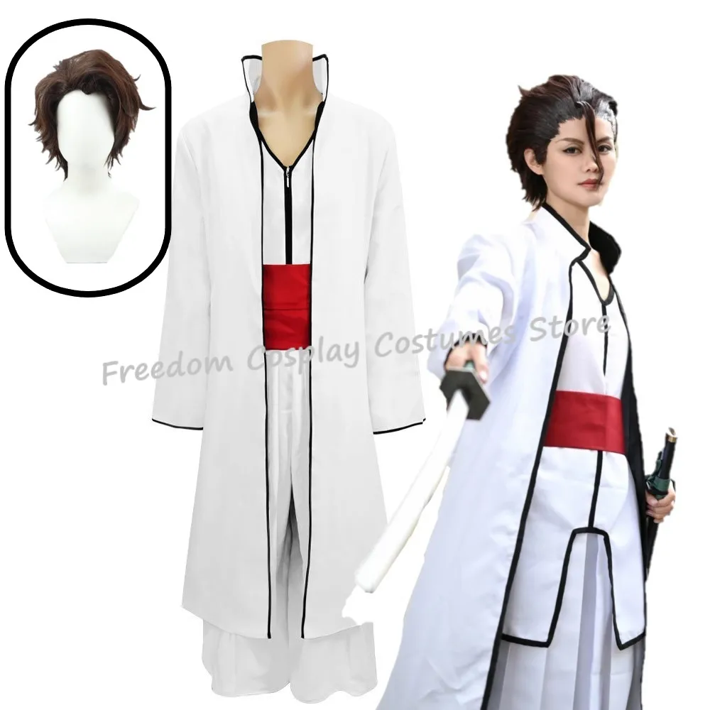 Костюмы для косплея Айзена Сосуке из аниме Bleach, парик, костюм 5-го капитана команды Смерти, японские белые кимоно, костюмы для мужчин и женщин на Хэллоуин