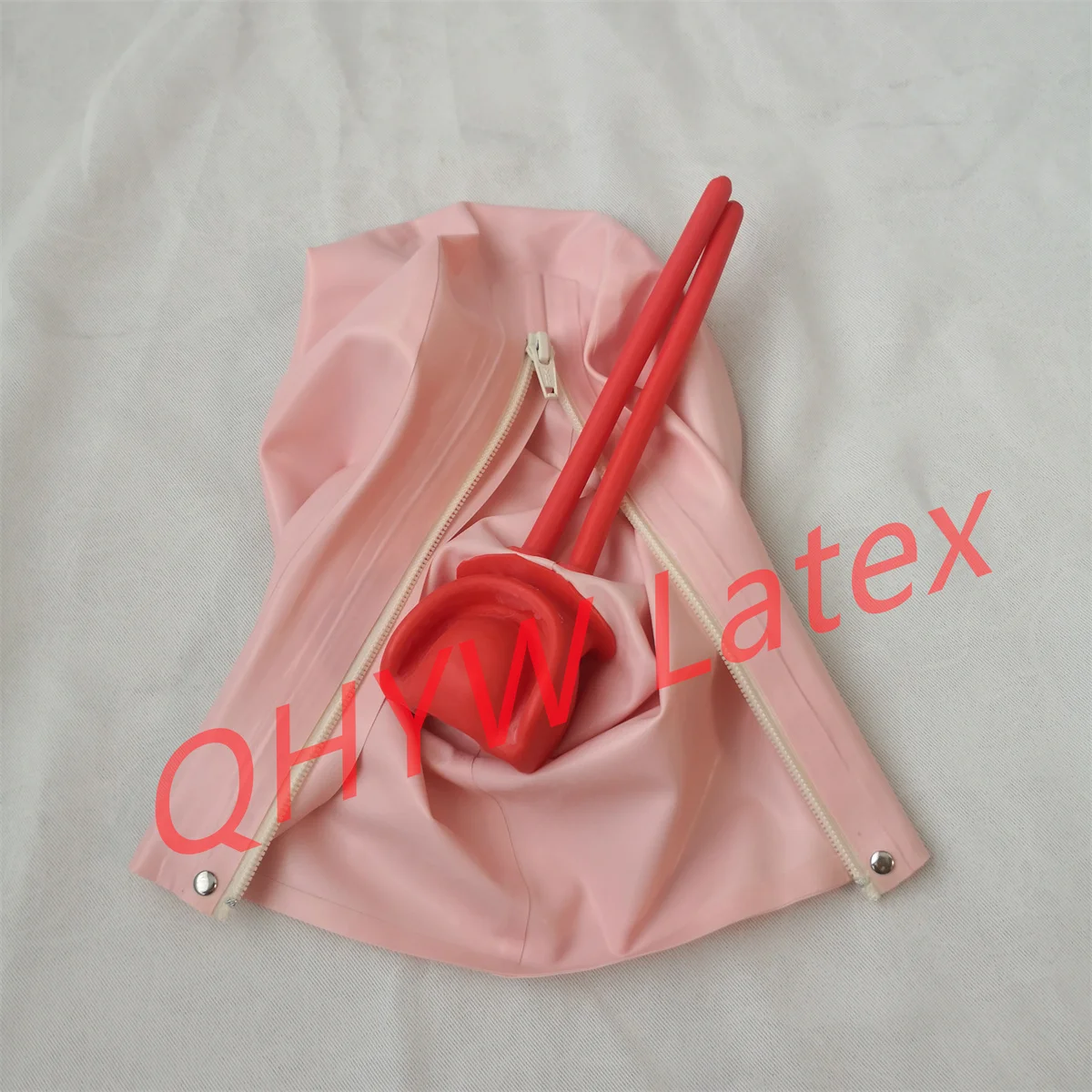 Handmade Latex Hoods Baby Pink with Long Nose Tube Cosplay Costumes Costomize Size S-XXL