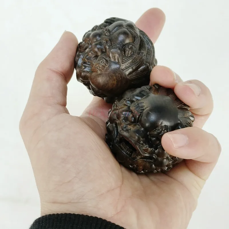 Pixiu hand turn ball text play hand Indonesian handball health ball solid fitness ball for the elderly to play with wood carving
