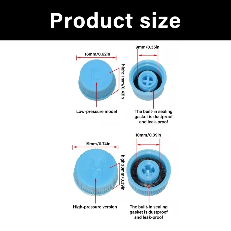 A2UC High Low Pressure Valves Caps Leakproof R134a AC System Charging Port Caps Replacement Valves Caps Auto Accessories - Image 5