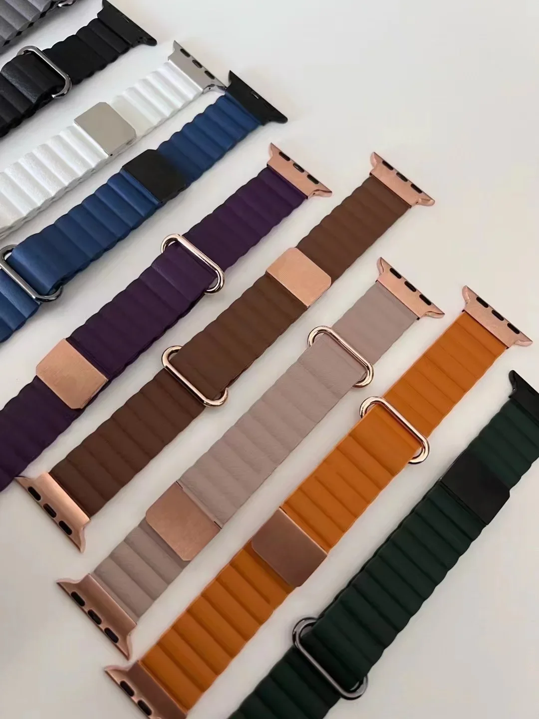 Leather Magnetic Loop Band For Apple Watch Ultra 10 9 8 7 49mm 46mm 45mm 41mm Metal Bracelet iWatch 6 5 4 SE 44mm 42mm 40mm 38mm