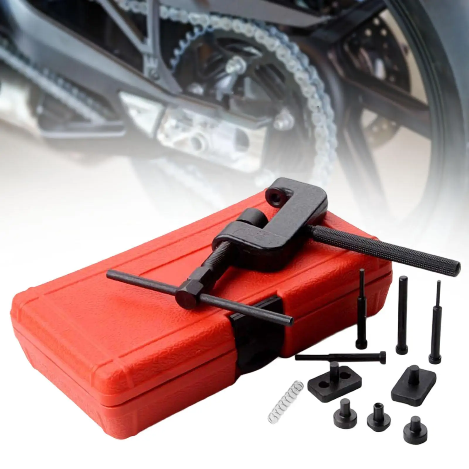 Kit Alat Rem Rantai Pemisah Rantai Portabel dengan Tas Pembawa Alat Paku Keling Kokoh untuk Sepeda Motor Trail