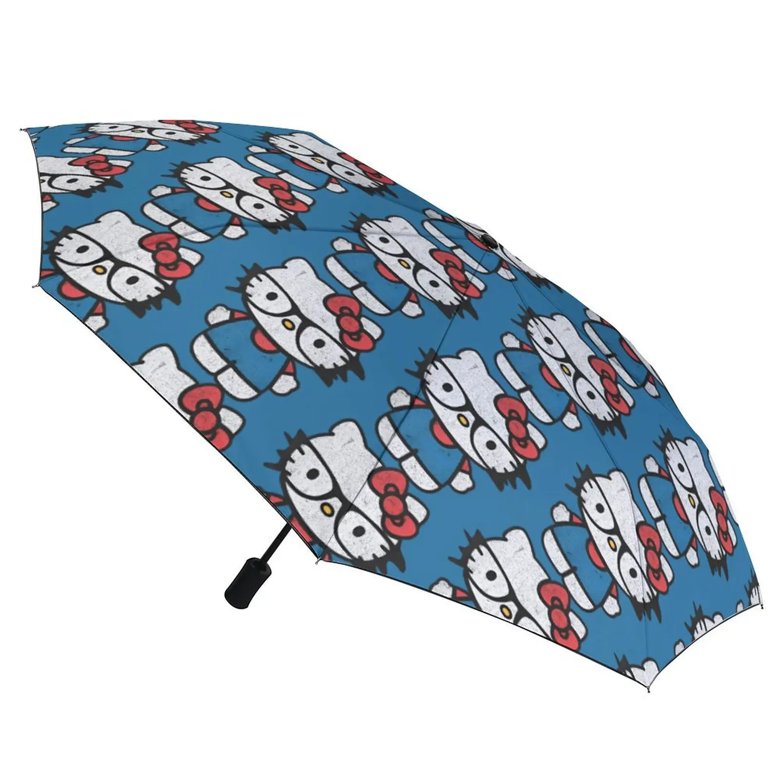 

Hello Kitty Nerd Glasses Cartoon Cat Auto Umbrella Cool Foldable Umbrella Design Camping Rain And Sun UV Protection Umbrella