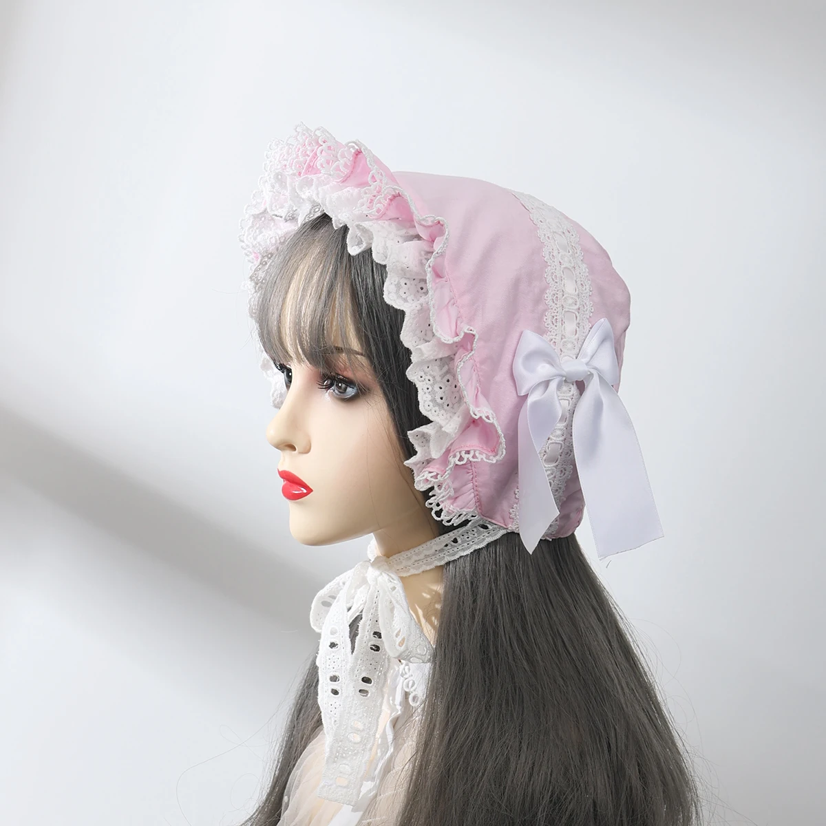 Vintage Style Ruffles Bonnet Hat Women Girls Maid Cosplay Mop Hat Pumpkin Cap