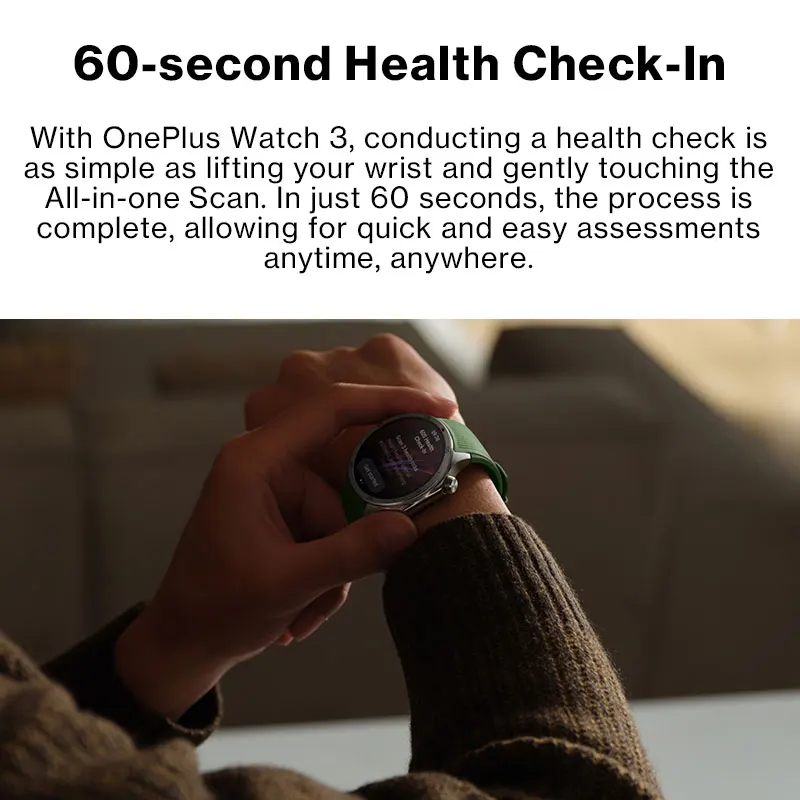 النسخة العالمية OnePlus Watch 3 ساعة ذكية 1.50 بوصة LTPO AMOLED عرض معالج Snapdragon W5 ثنائي التردد GPS Wear OS