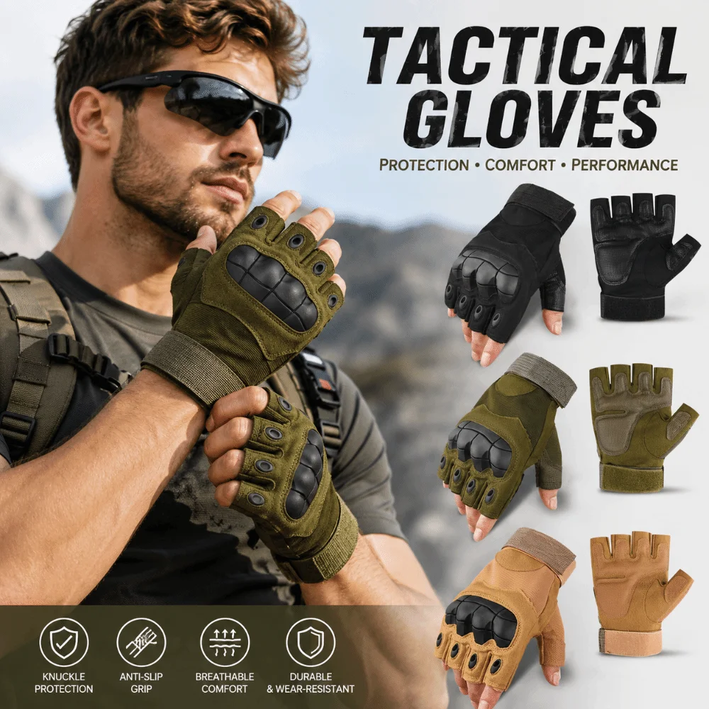 Motorcycle Glove Knuckle - Fingerless Motorcycle Gloves Anti-Slip Protective MTB