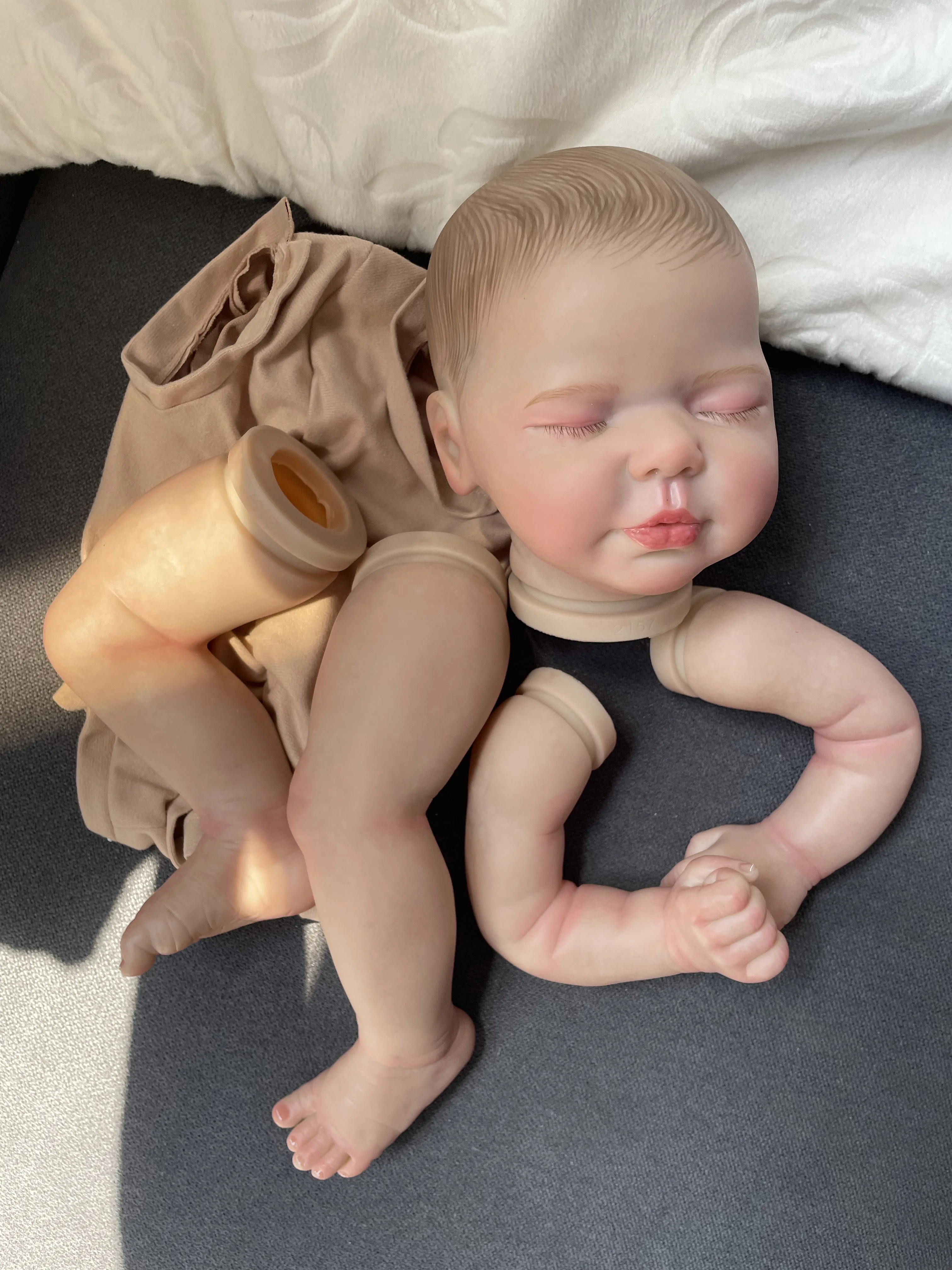 NPK 20'' Already Painted Kits Valentina Reborn Baby Doll with Cloth Body 3D Painted Skin Many Details Veins Bebe Reborn Kits