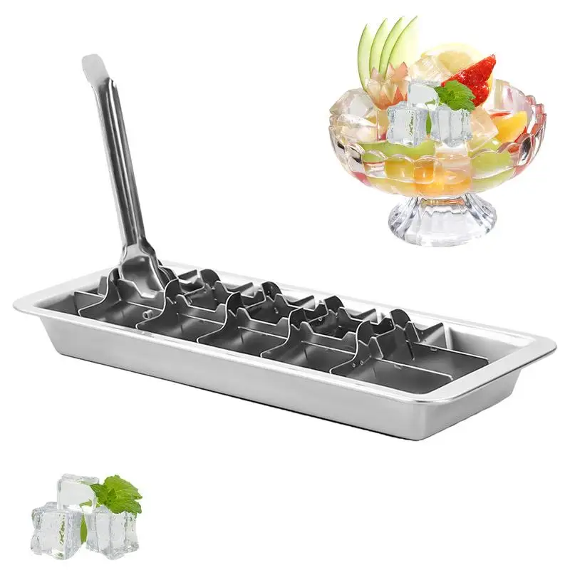 Stainless Steel Ice Cube Tray Stainless Steel Ice Cube Maker Freezer Square Ice Cube Mold tool Making for Milk and Drink Cooling