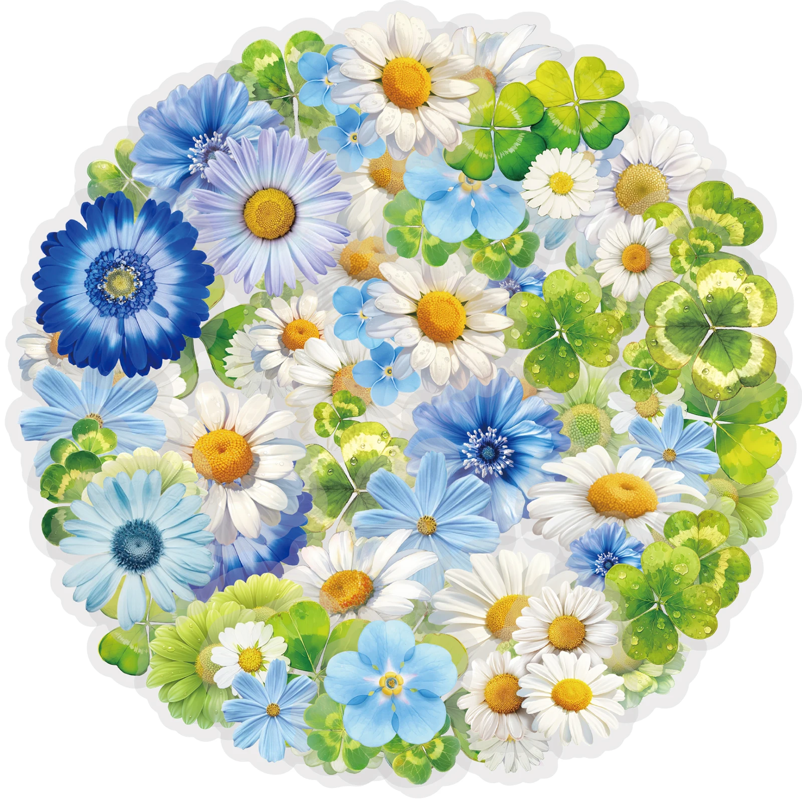 Etori Life Simbolo fortunato Acquerello fresco Margherita Trifoglio Adesivi 50 pezzi Bianco Blu Verde Schema di colori per laptop, Adesivi per telefono, Album fotografici, Decorazione della stanza, Sacchetti regalo, Materiale scolastico, Sigilli, Adesivi fortunati, Adesivi giocattolo, Regalo per gli amici