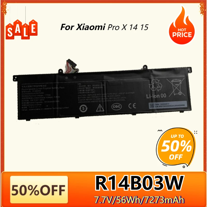 

R14B03W Laptop Battery for Xiaomi Redmibook 14 16 Inch Book Pro 14 2022 15 Pro X14 Series 2(ICP8/58/60) (ICP5/75/56) 7.7V 56Wh