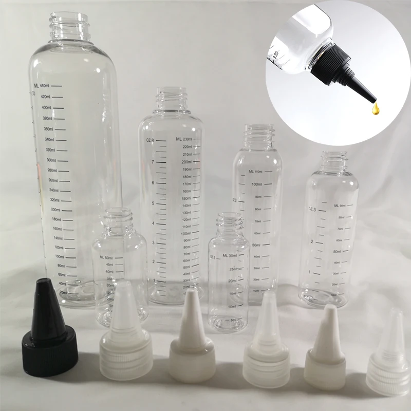 1Pcs 30/60/100/120/250/500ML Clear Plastic Dropper Bottle with Graduated Containers for Liquids, Oils,Tattoo Pigment Ink