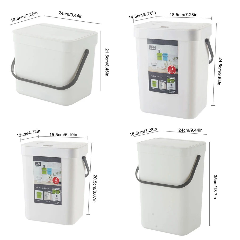 Bote de basura montado en la pared con buen rendimiento de sellado y construcción robusta es resistente y duradero contra caídas negro 5L