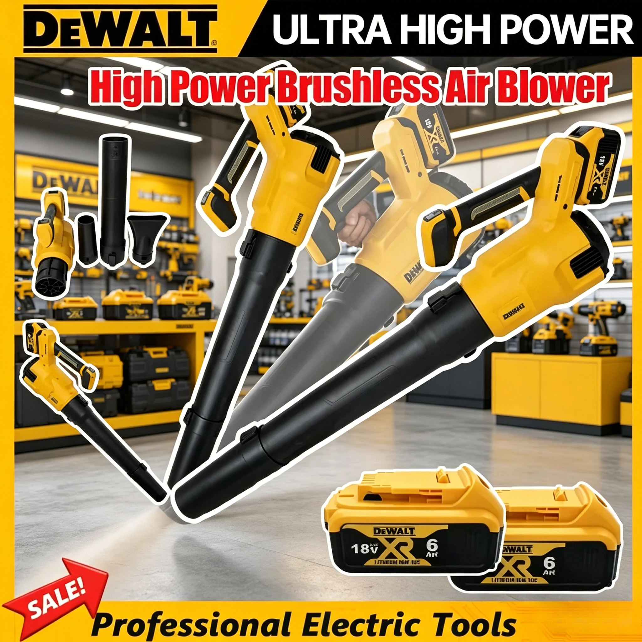 

Беспроводная электрическая воздуходувка DeWALT с бесщеточным двигателем, 3 скорости, высокая мощность, для уборки листьев и снега