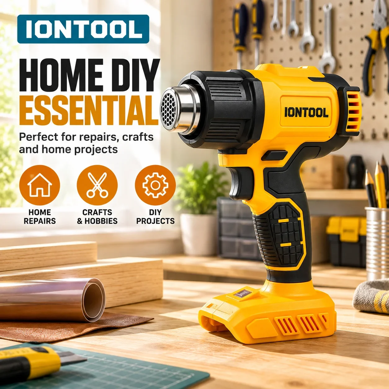 IONTOOL Cordless Brushless Heat Gun 250L/min For Curing Epoxy Resin Melting Adhesive and Preheating Wood Joints Power Tool