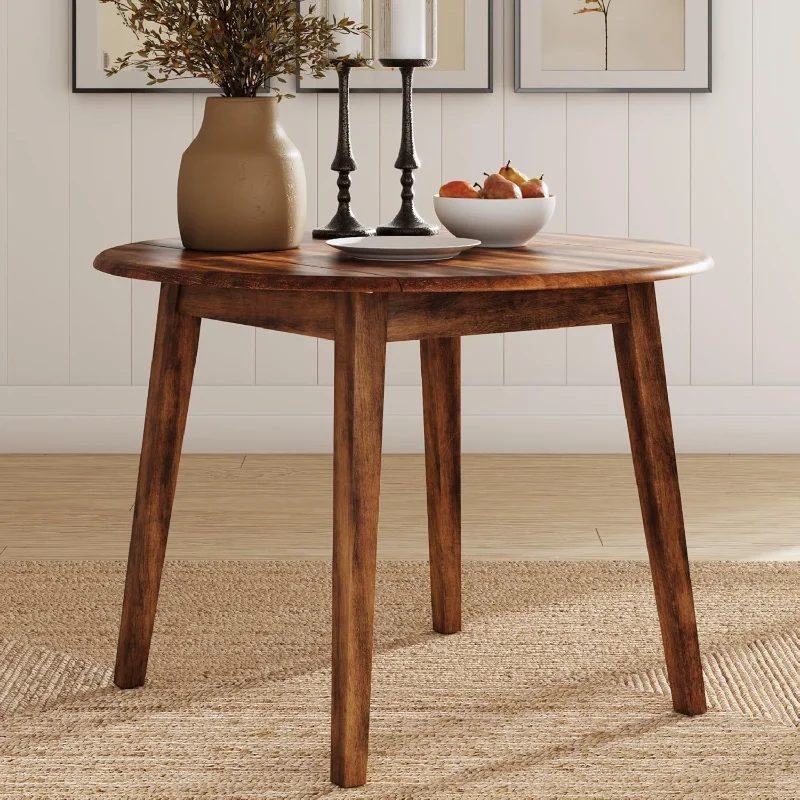Signature Design by Ashley Berringer Dining Room Round Drop Leaf Table, Rustic Brown