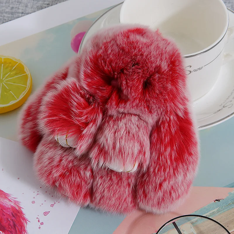 Mini Vorst Kleur Konijn Sleutelhanger Vrouwen Schattige Meisjes Echt Bont Pompom Bunny Sleutelhangers Op Zakken Auto Trinket Wedding Party speelgoed Gift