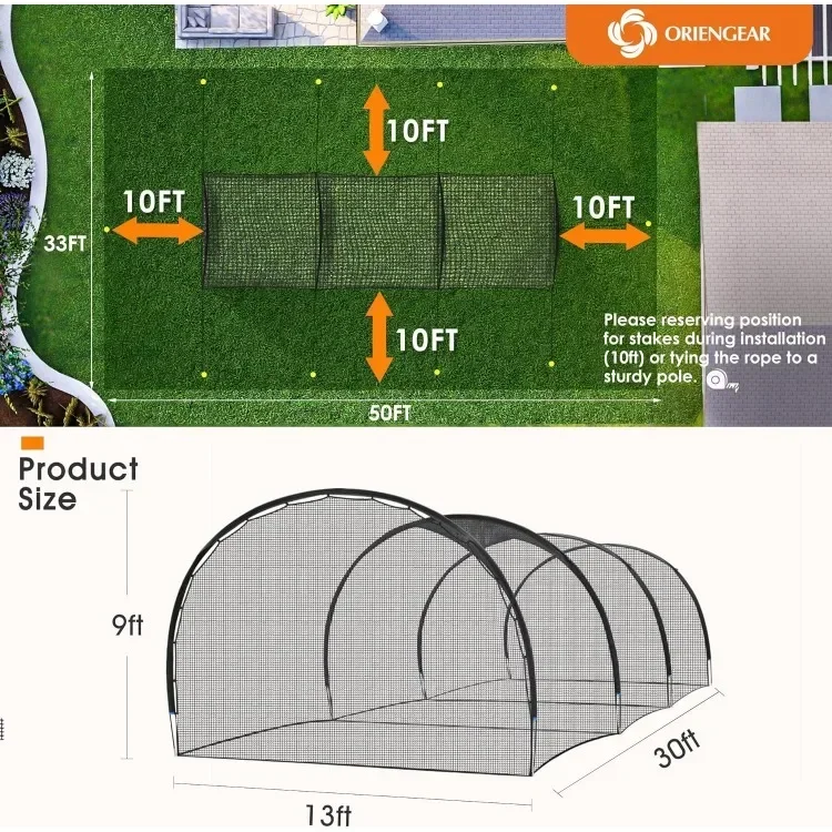 Batting Cages 20&30ft for Backyard, Baseball Training Equipment Netting, Golf Softball Baseball Nets for Batting with Frame