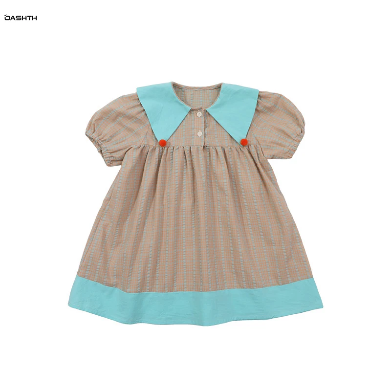 

OASHTH Children's clothing girls cotton dress summer dress new girl baby sweet princess skirt