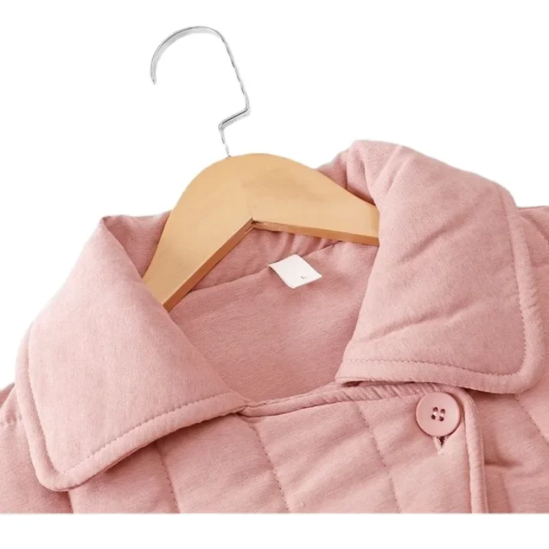 2024 nuovo pigiama di cotone invernale da donna a triplo strato imbottito in cotone spesso pigiameria caldo in pile di corallo Loungewear allentato Homewear Set