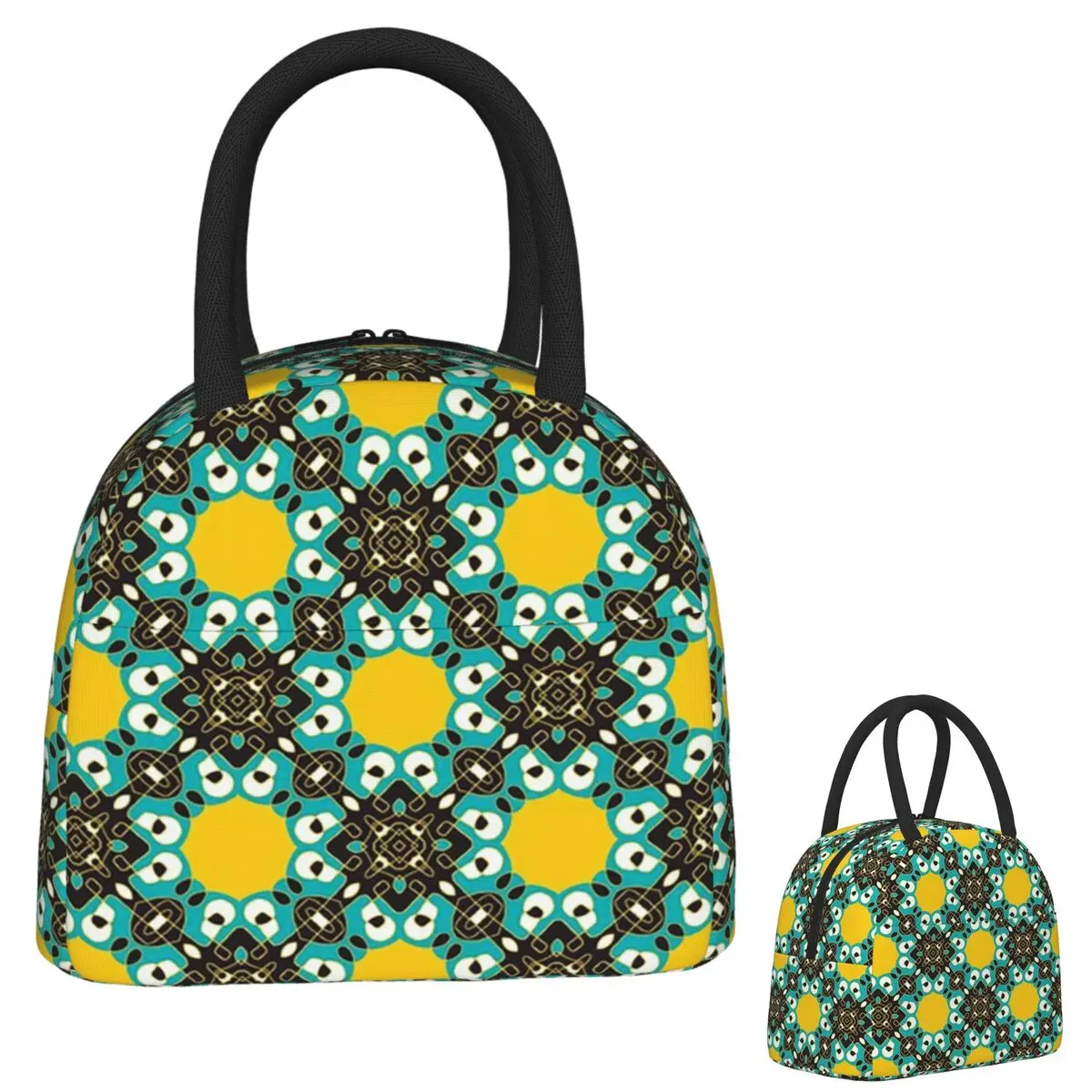 

African Ankara Wax Print Insulated Lunch Bag for Women Kids Portable Food Boxes Thermal Lunch Box Tote