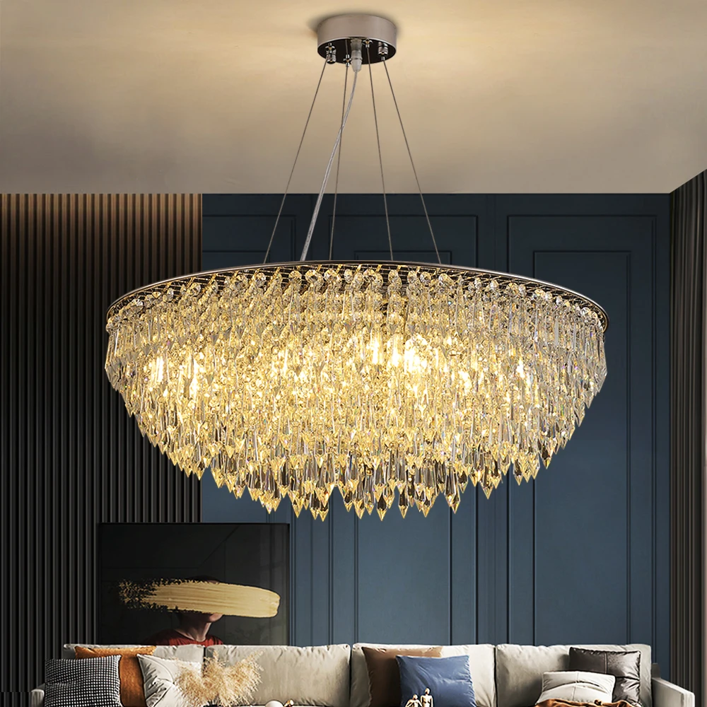 

New Style Crystal Chandelier Modern Home Decoration Chandelier Luxury Chrome/gold Pendant Light Bedroom Living Room Led Lighting