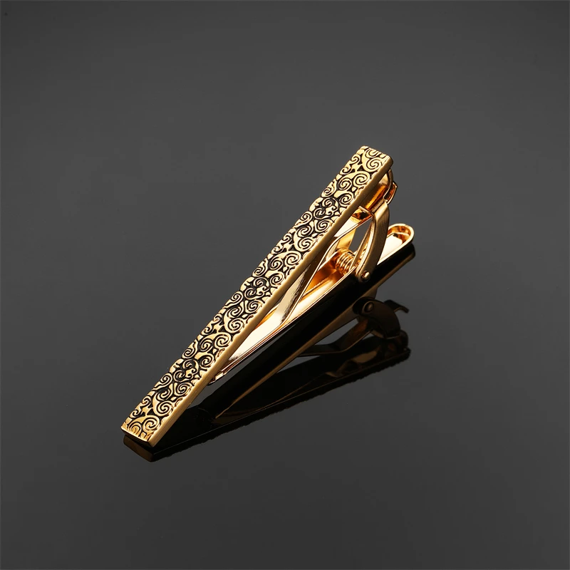High quality carved rose tie clip brand new fashionable men\'s tie wedding shirt clip brass material tie clip