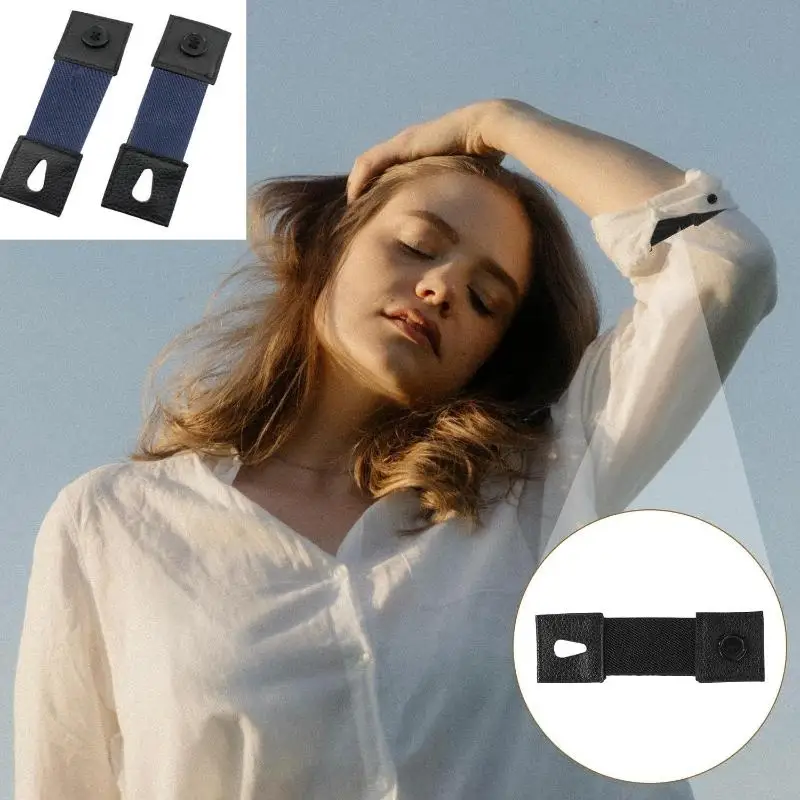 1Pair Shirt Cuff Extender Elastic Button Extension Strap Men Women Sleeve Holder Cufflinks Arm Cuffs Bands Extension Accessorie